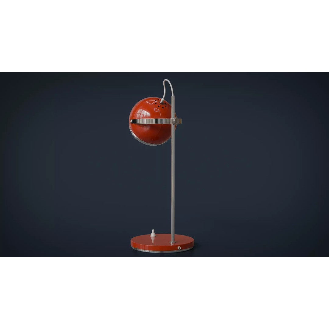Eyeball Table Lamp 3D Model – Retro Low-Poly Game Asset, FBX - View 10