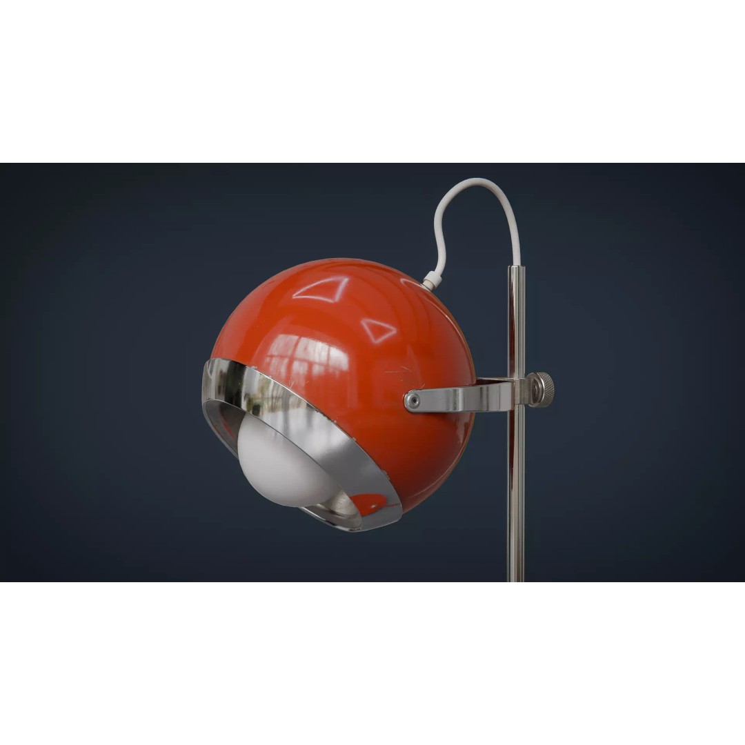 Eyeball Table Lamp 3D Model – Retro Low-Poly Game Asset, FBX - View 12