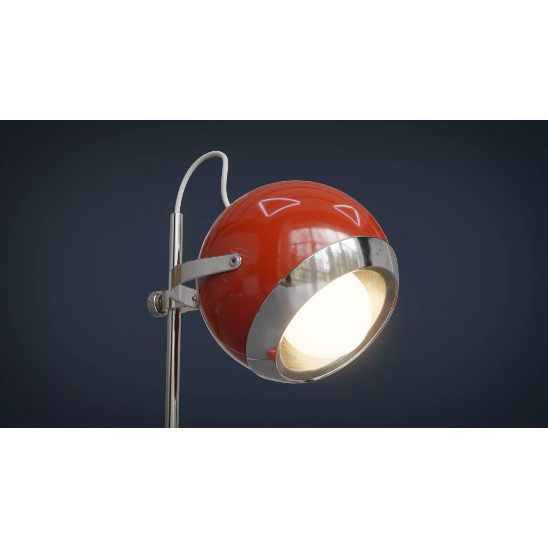Eyeball Table Lamp 3D Model – Retro Low-Poly Game Asset, FBX - View 13