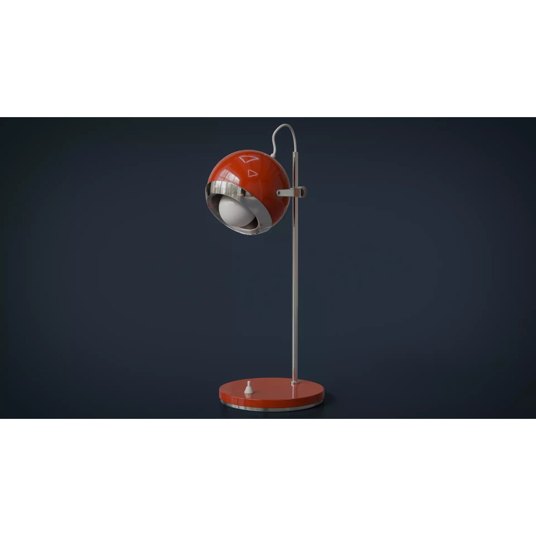 Eyeball Table Lamp 3D Model – Retro Low-Poly Game Asset, FBX - View 3