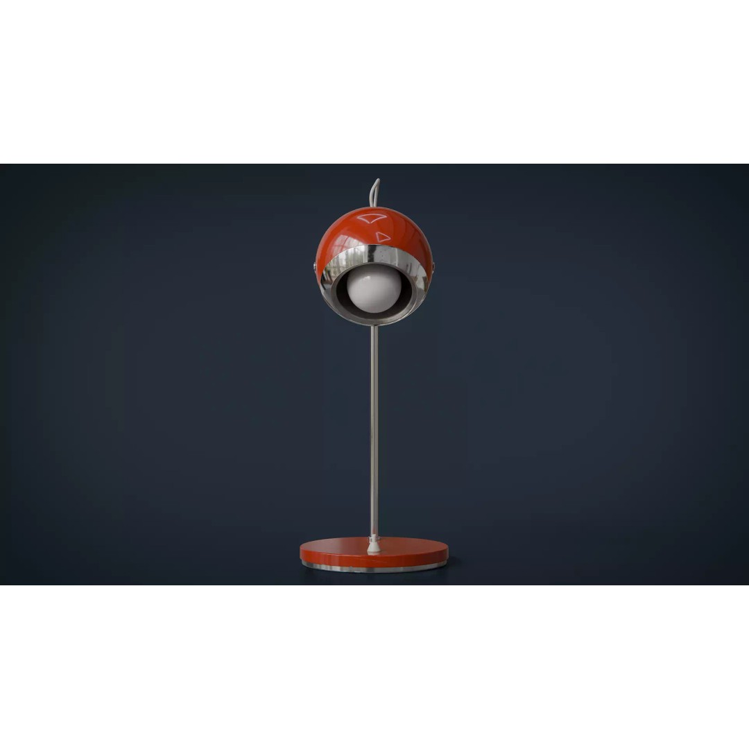 Eyeball Table Lamp 3D Model – Retro Low-Poly Game Asset, FBX - View 4