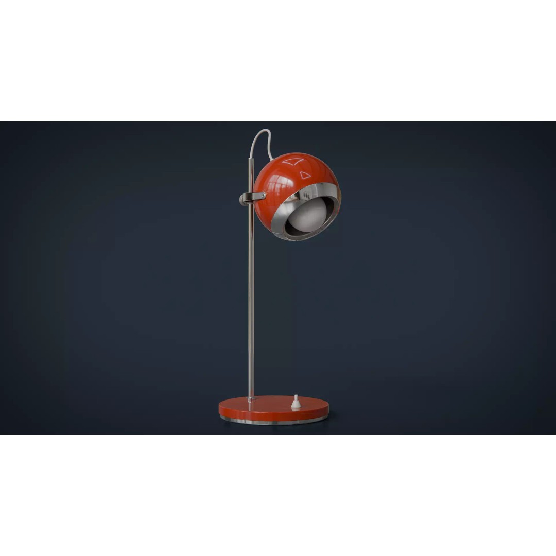 Eyeball Table Lamp 3D Model – Retro Low-Poly Game Asset, FBX - View 5