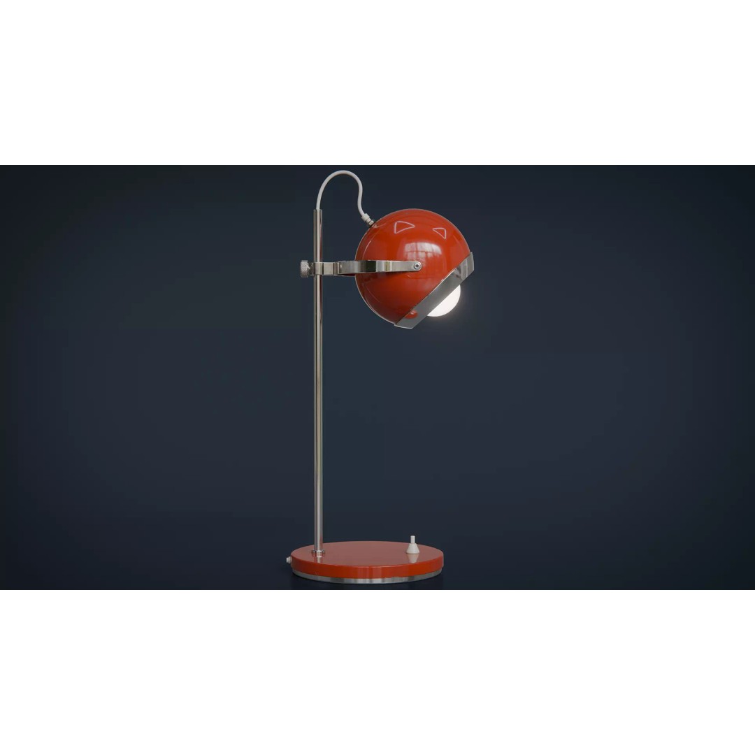 Eyeball Table Lamp 3D Model – Retro Low-Poly Game Asset, FBX - View 6