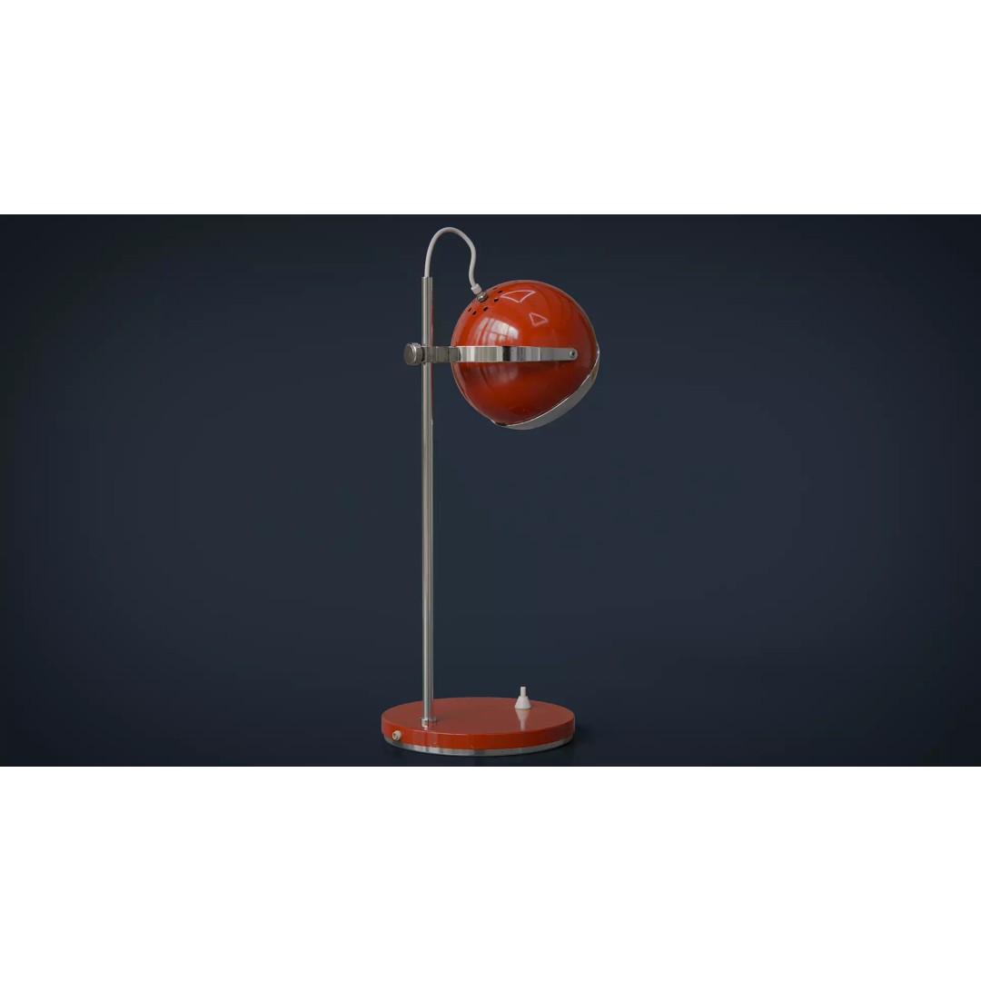 Eyeball Table Lamp 3D Model – Retro Low-Poly Game Asset, FBX - View 7