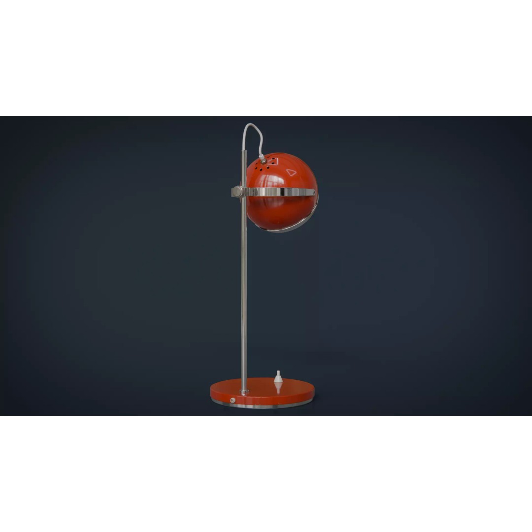 Eyeball Table Lamp 3D Model – Retro Low-Poly Game Asset, FBX - View 8