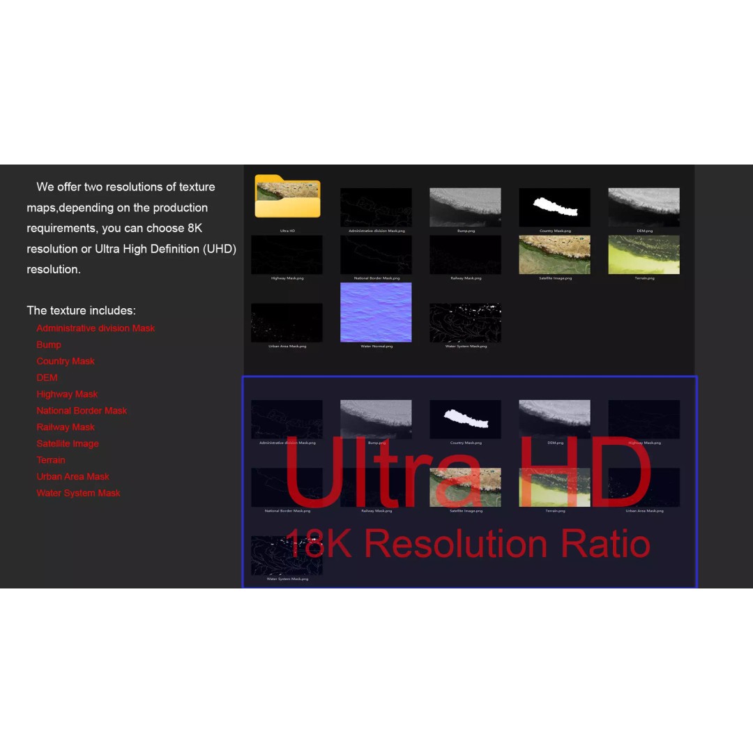 Nepal Map 3D Model – Realistic Satellite Terrain, FBX, OBJ, MAX