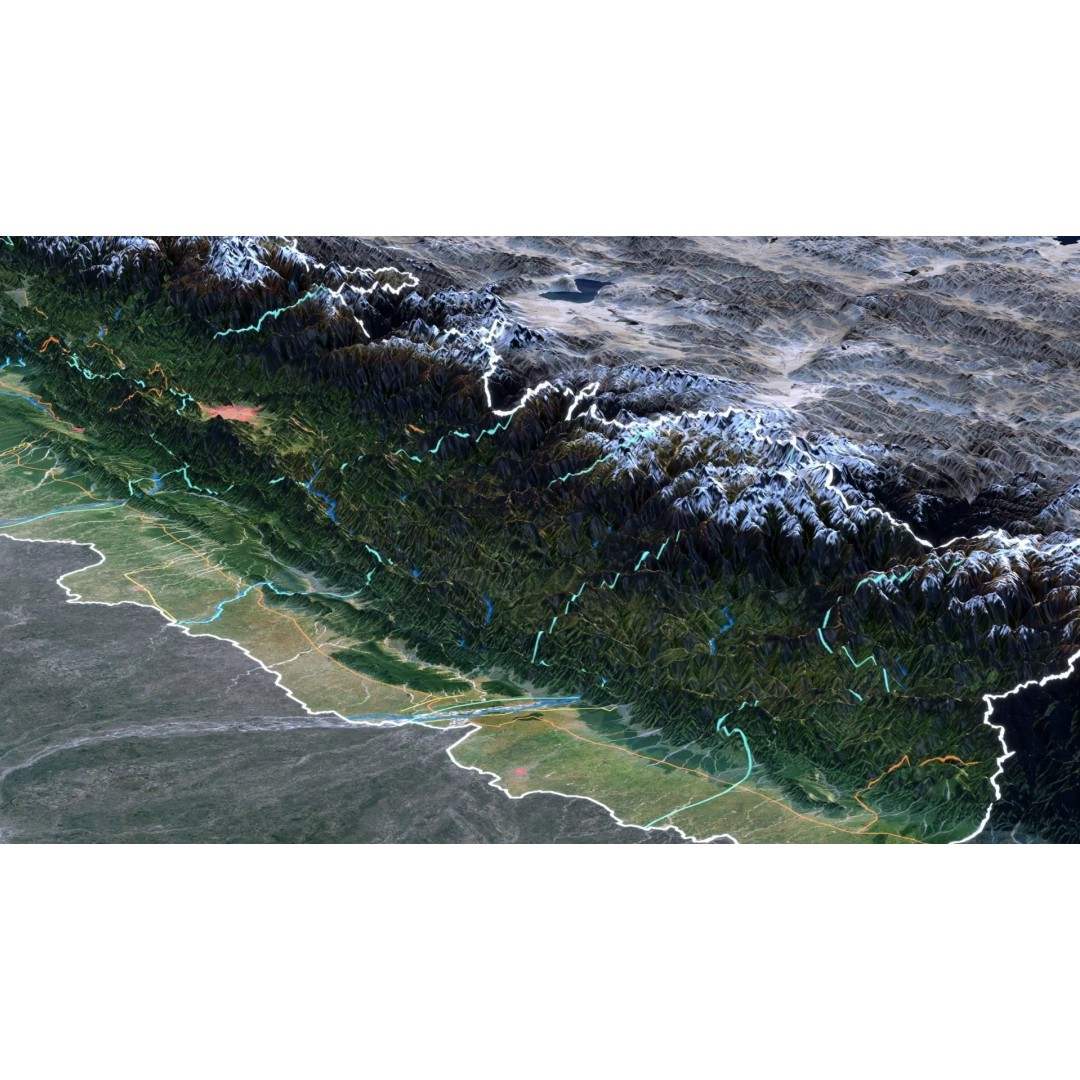 Nepal Map 3D Model – Realistic Satellite Terrain, FBX, OBJ, MAX - View 6