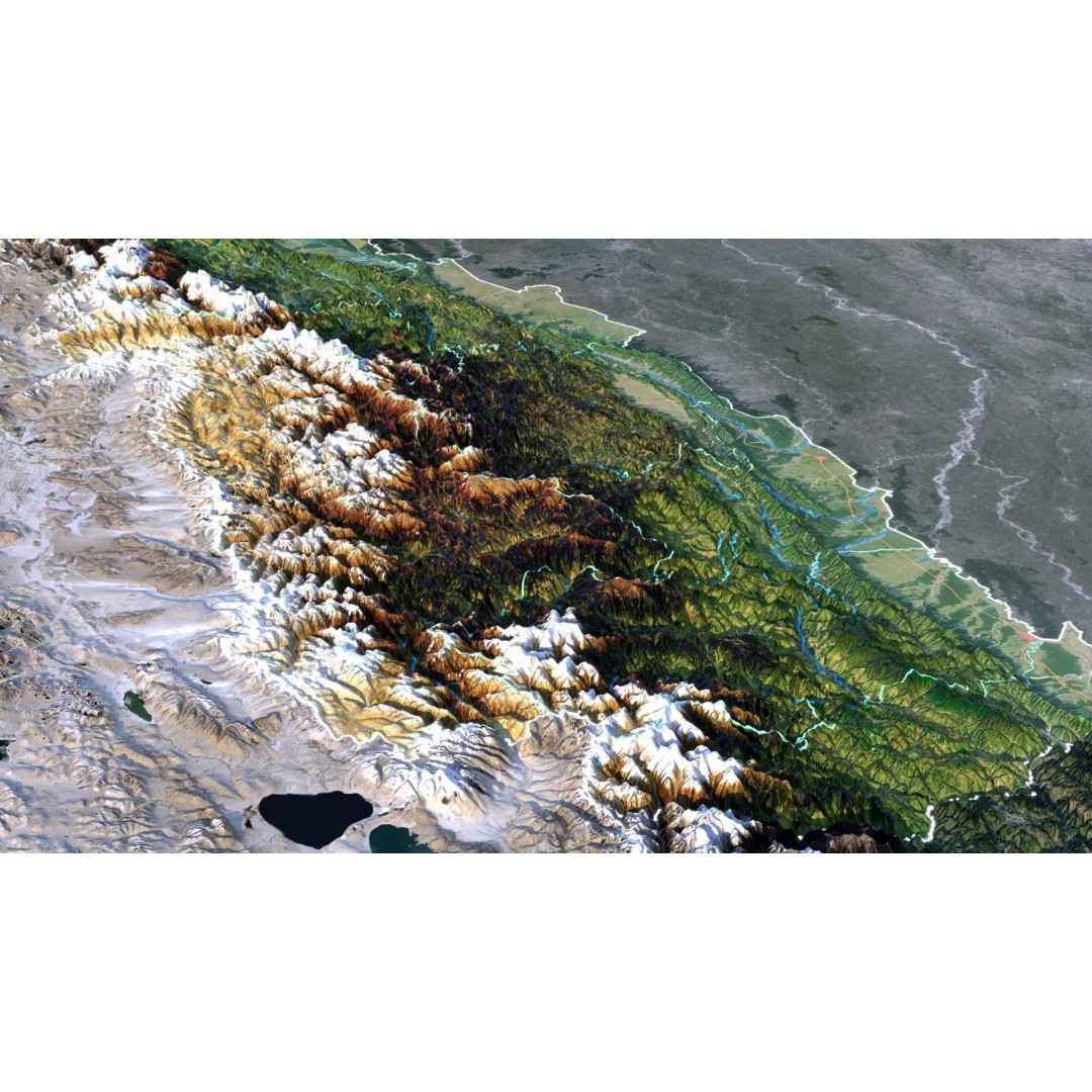 Nepal Map 3D Model – Realistic Satellite Terrain, FBX, OBJ, MAX - View 7