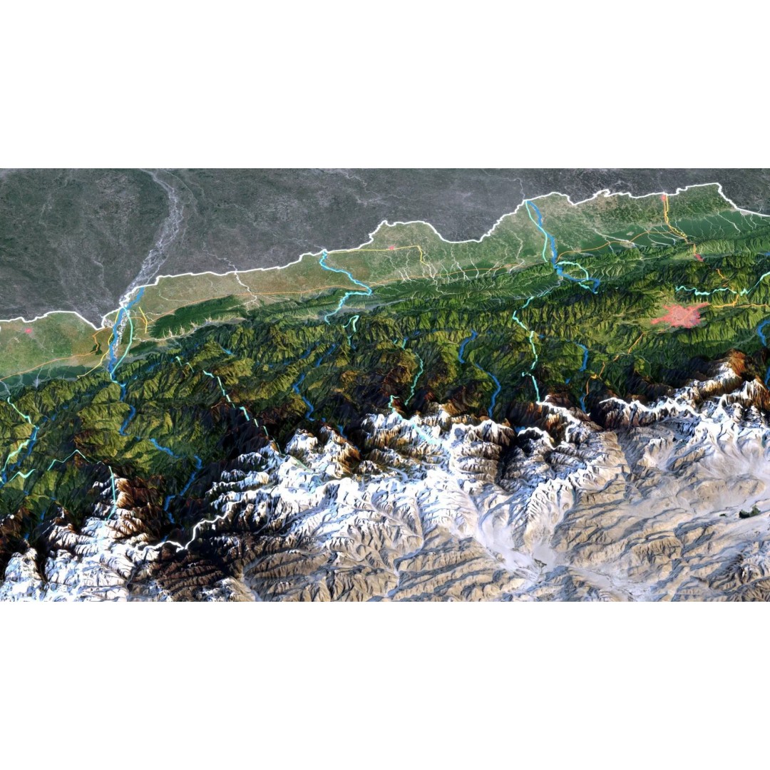 Nepal Map 3D Model – Realistic Satellite Terrain, FBX, OBJ, MAX - View 8