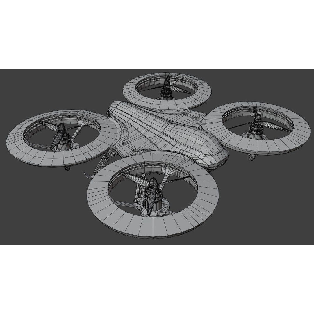 Quadcopter Drone 3D Model – Low Poly Rigged Asset, Blender & FBX - View 16