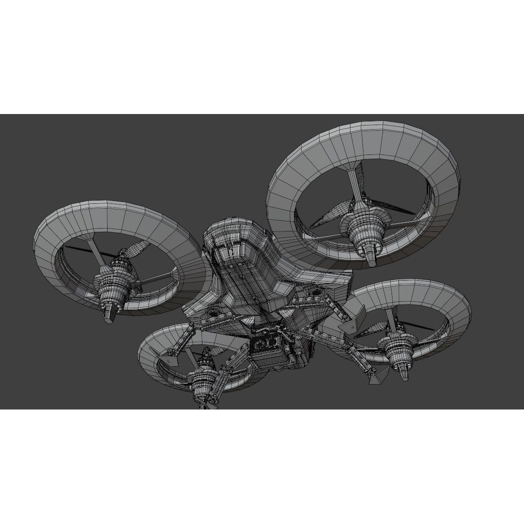 Quadcopter Drone 3D Model – Low Poly Rigged Asset, Blender & FBX - View 17