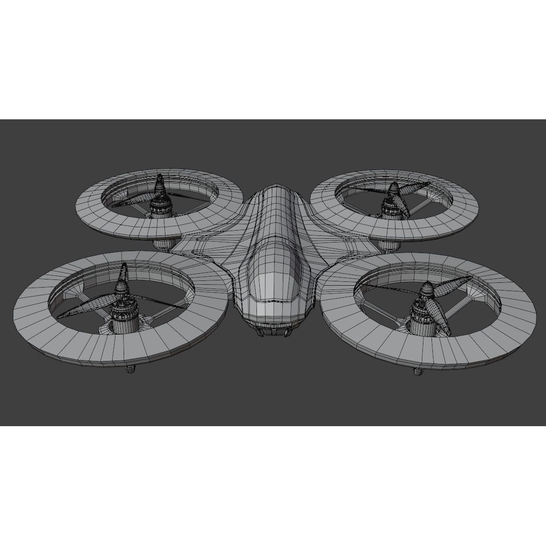Quadcopter Drone 3D Model – Low Poly Rigged Asset, Blender & FBX - View 18
