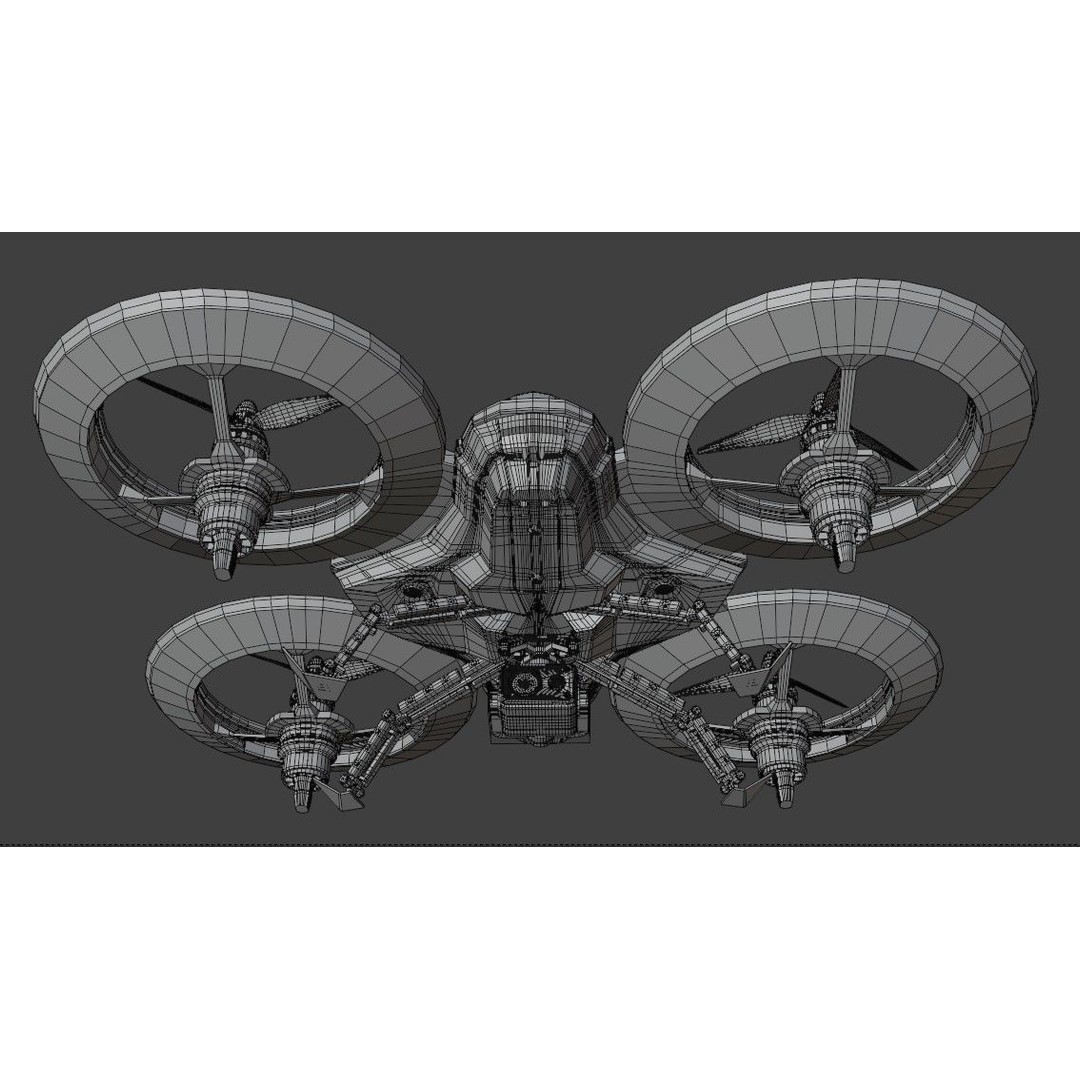 Quadcopter Drone 3D Model – Low Poly Rigged Asset, Blender & FBX - View 19