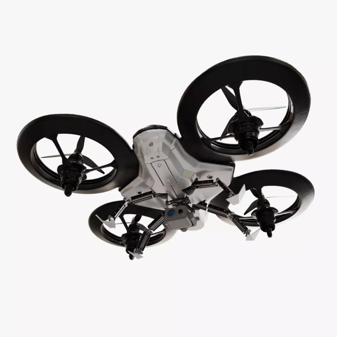Quadcopter Drone 3D Model – Low Poly Rigged Asset, Blender & FBX - View 2