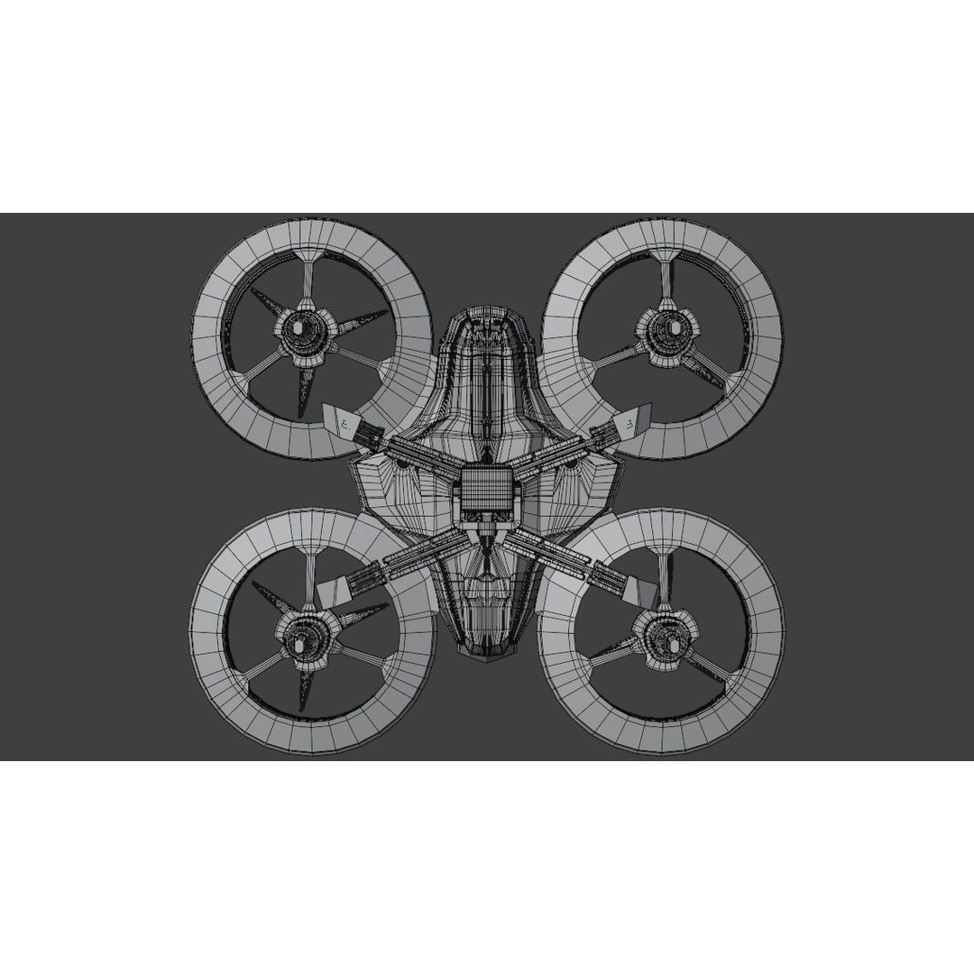 Quadcopter Drone 3D Model – Low Poly Rigged Asset, Blender & FBX - View 21