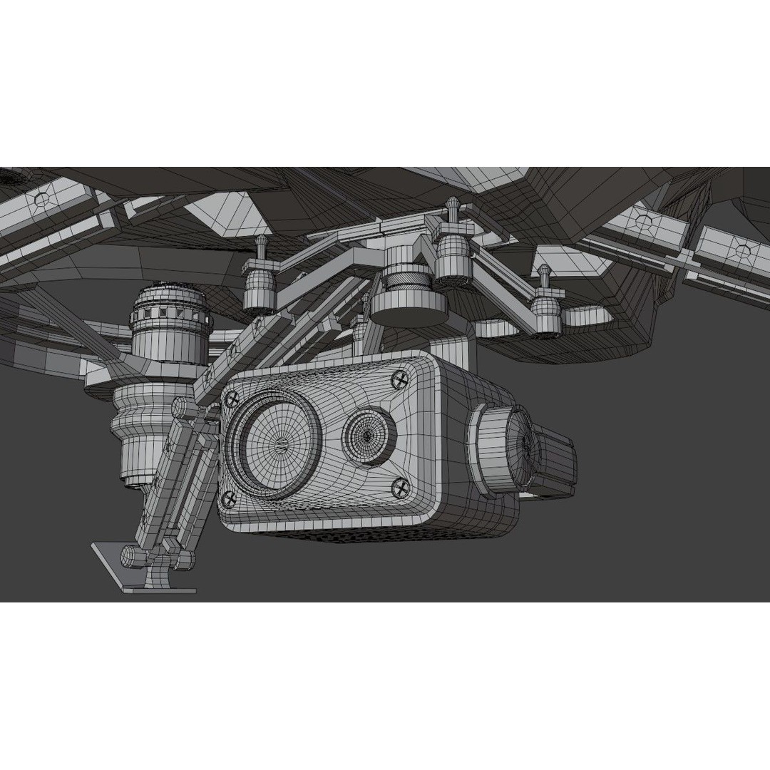 Quadcopter Drone 3D Model – Low Poly Rigged Asset, Blender & FBX - View 23