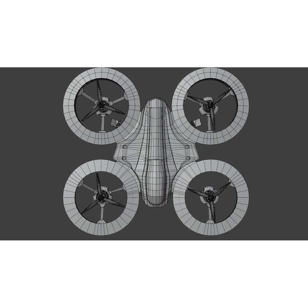 Quadcopter Drone 3D Model – Low Poly Rigged Asset, Blender & FBX - View 24