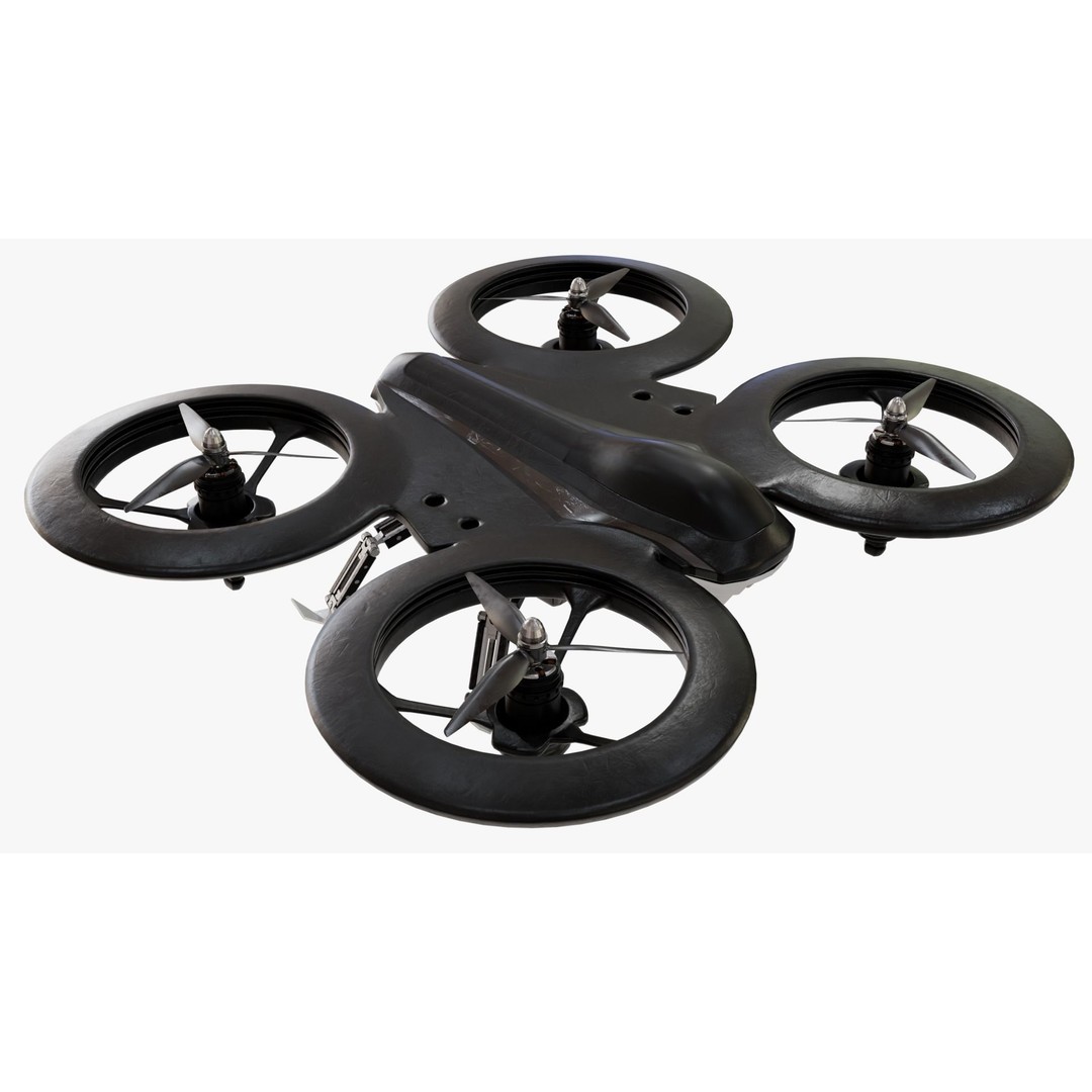 Quadcopter Drone 3D Model – Low Poly Rigged Asset, Blender & FBX - View 3