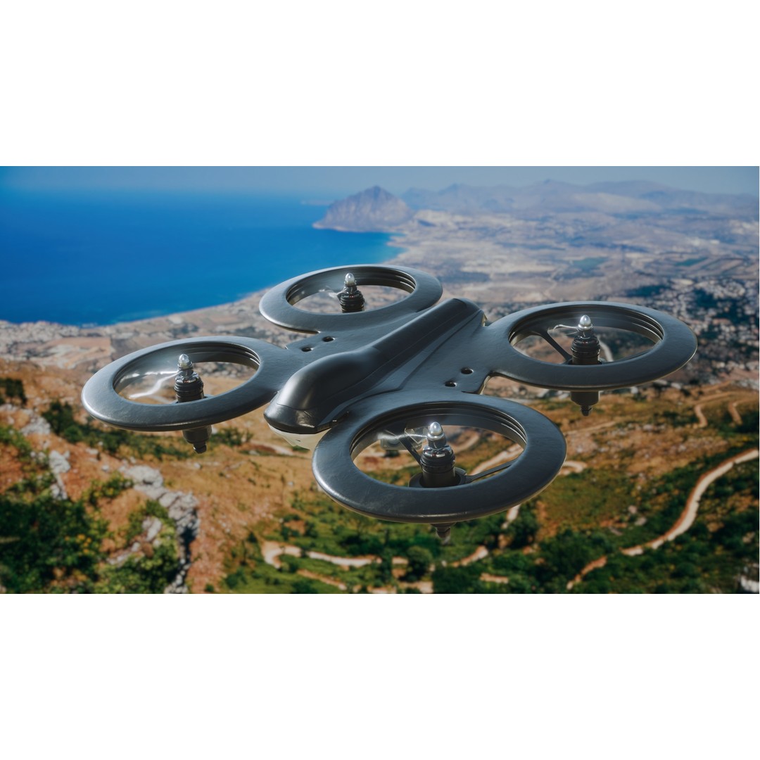 Quadcopter Drone 3D Model – Low Poly Rigged Asset, Blender & FBX - View 4