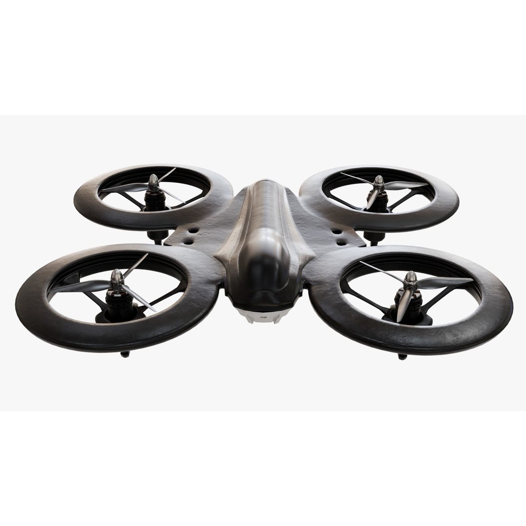 Quadcopter Drone 3D Model – Low Poly Rigged Asset, Blender & FBX - View 6