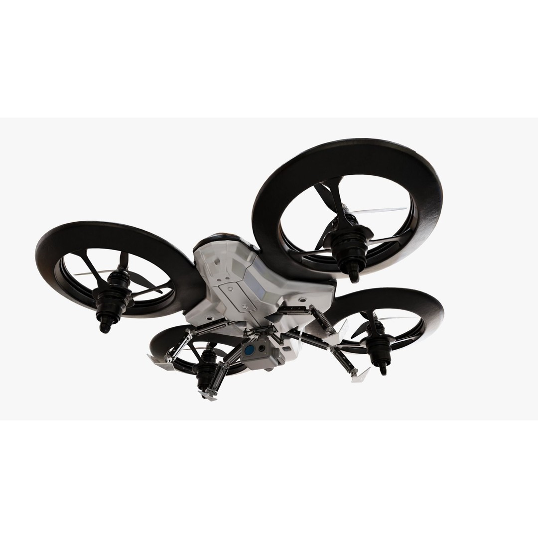 Quadcopter Drone 3D Model – Low Poly Rigged Asset, Blender & FBX - View 7