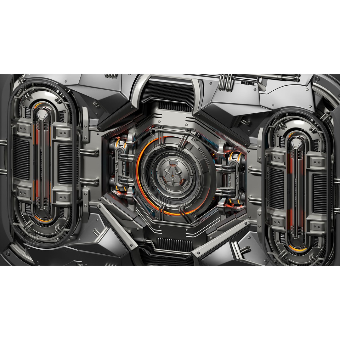 Futuristic Panel 3D Model – Sci-Fi Kitbash Subdivision Ready, FBX - View 3