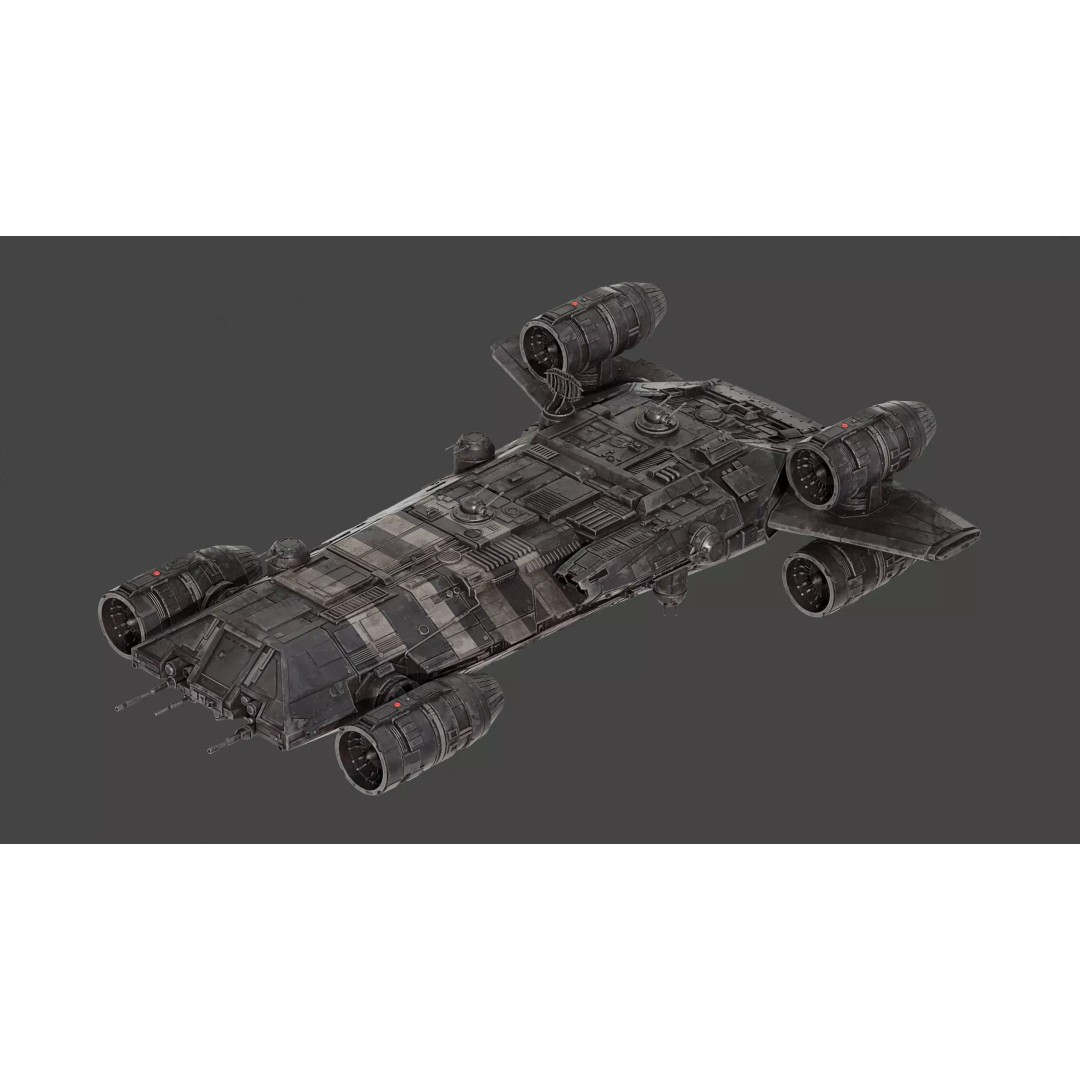Onyx Cinder 3D Model – Low Poly Spaceship with PBR Textures, FBX - View 2