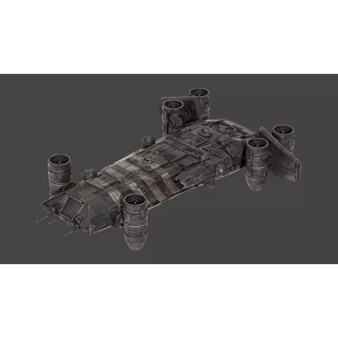 Onyx Cinder 3D Model – Low Poly Spaceship with PBR Textures, FBX - View 3