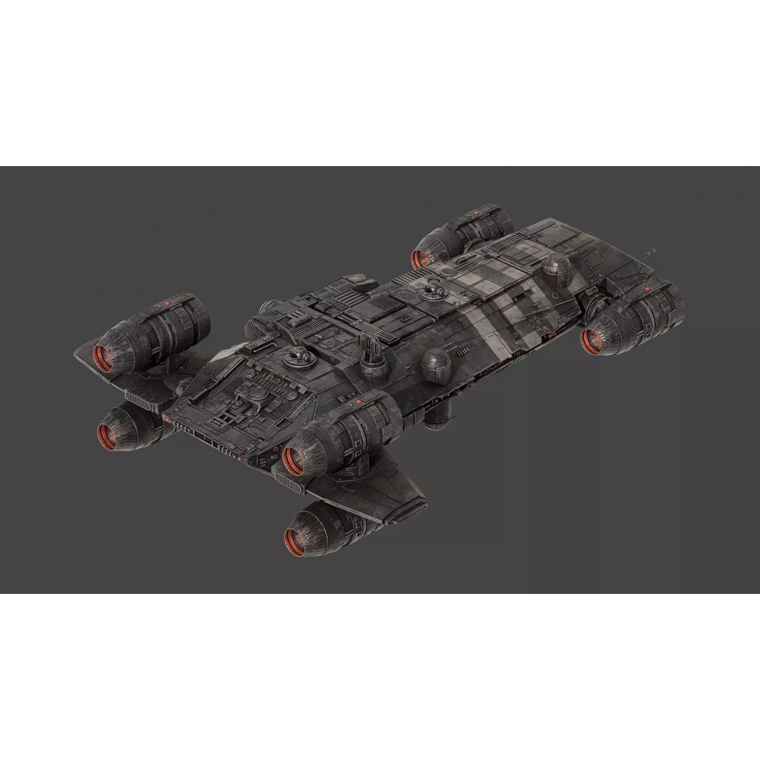 Onyx Cinder 3D Model – Low Poly Spaceship with PBR Textures, FBX - View 4