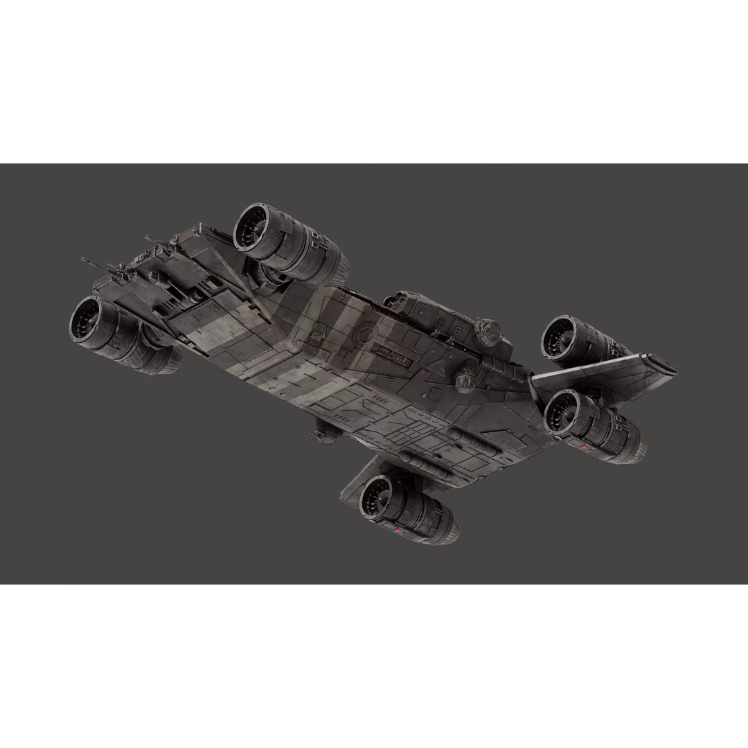 Onyx Cinder 3D Model – Low Poly Spaceship with PBR Textures, FBX - View 5