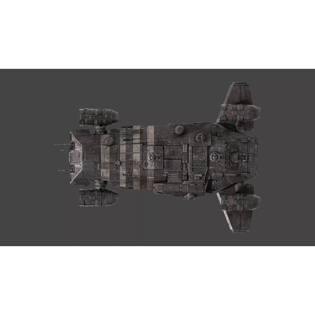 Onyx Cinder 3D Model – Low Poly Spaceship with PBR Textures, FBX - View 6