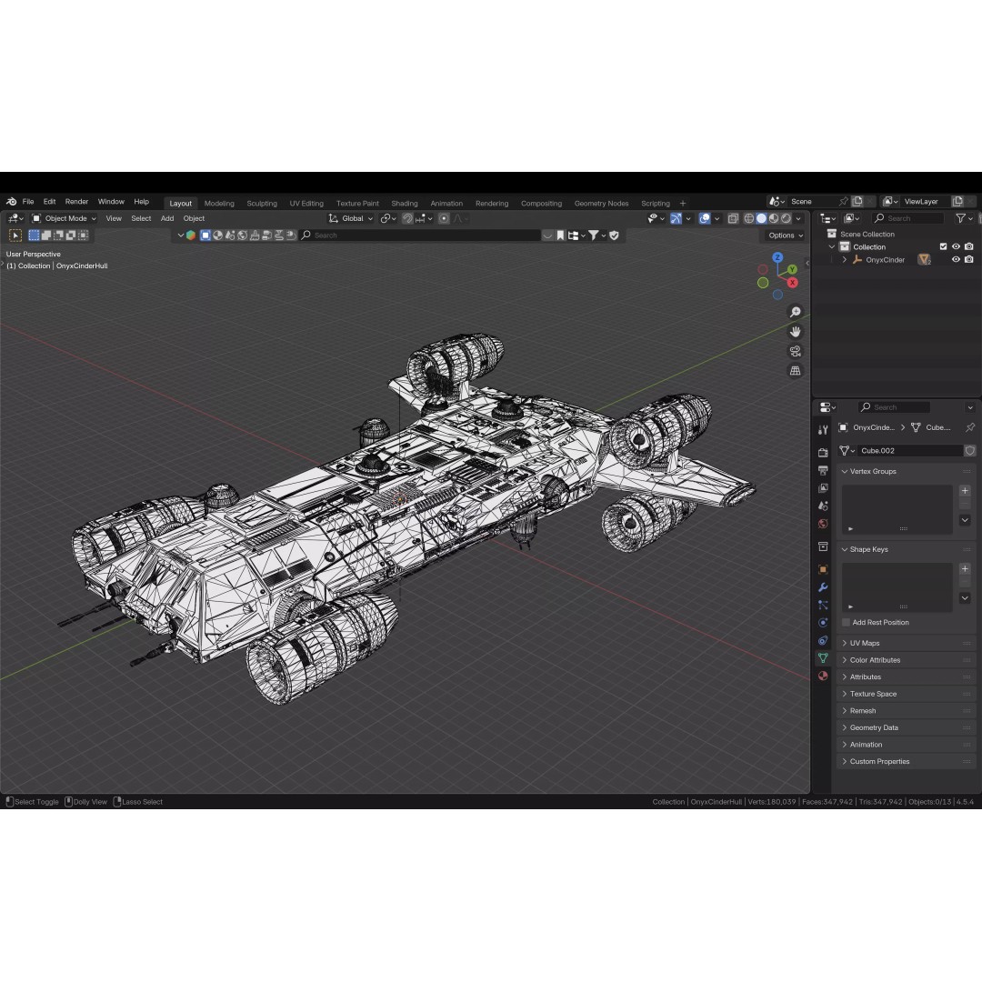 Onyx Cinder 3D Model – Low Poly Spaceship with PBR Textures, FBX - View 7