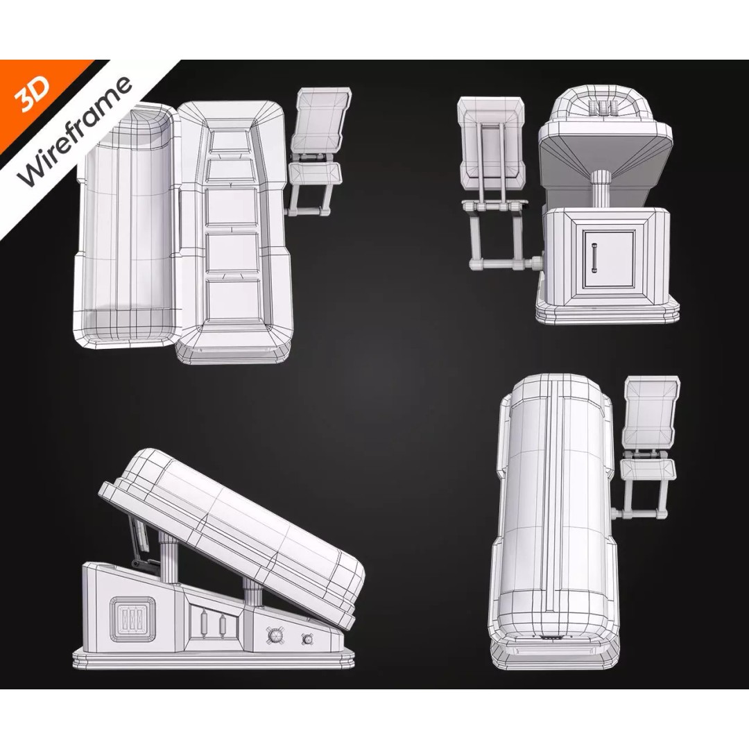Sci-Fi Hibernation Pod 3D Model – Low Poly PBR Asset, FBX, Blender - View 14