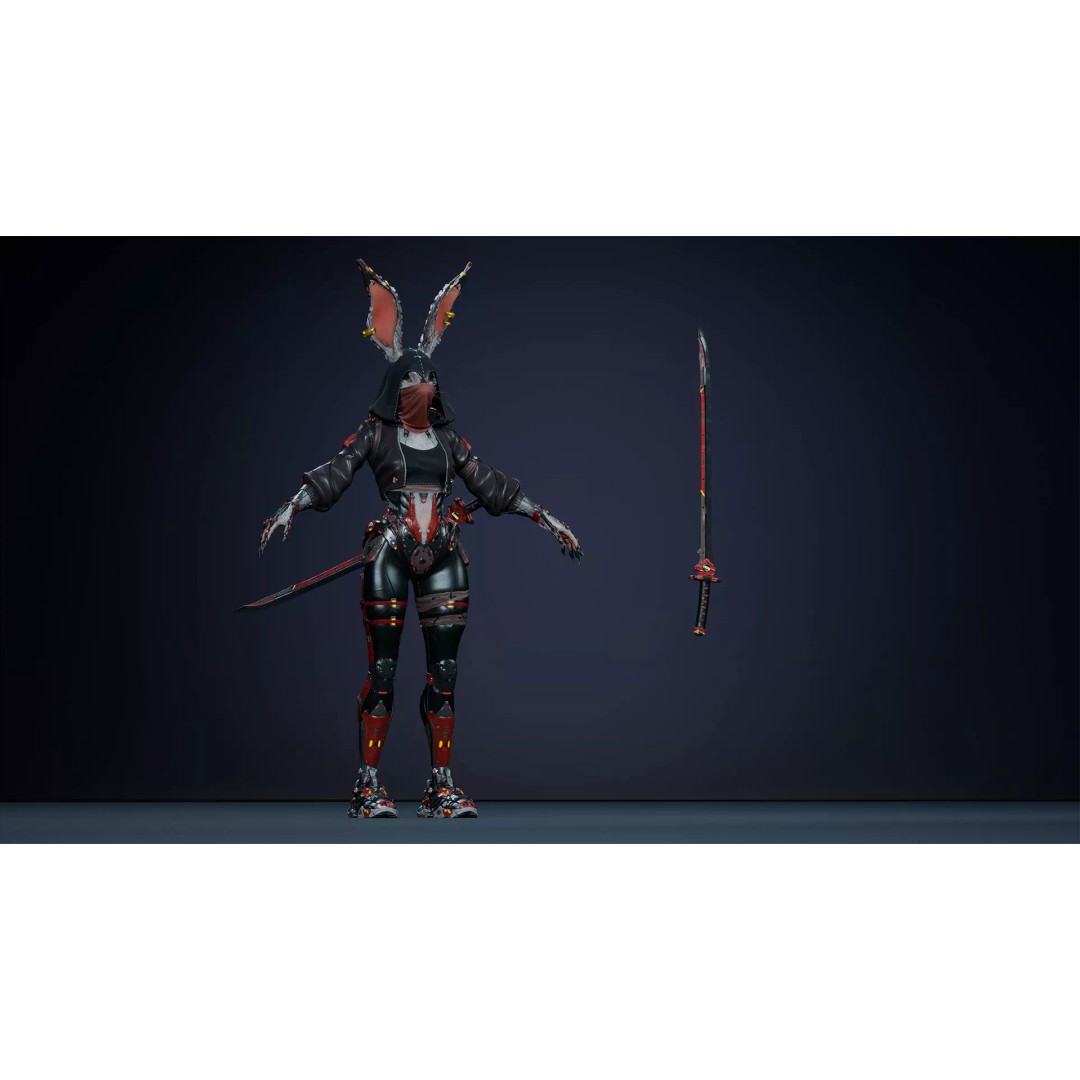 Alien Rabbit 3D Model – Low Poly Animated Character, FBX - View 12