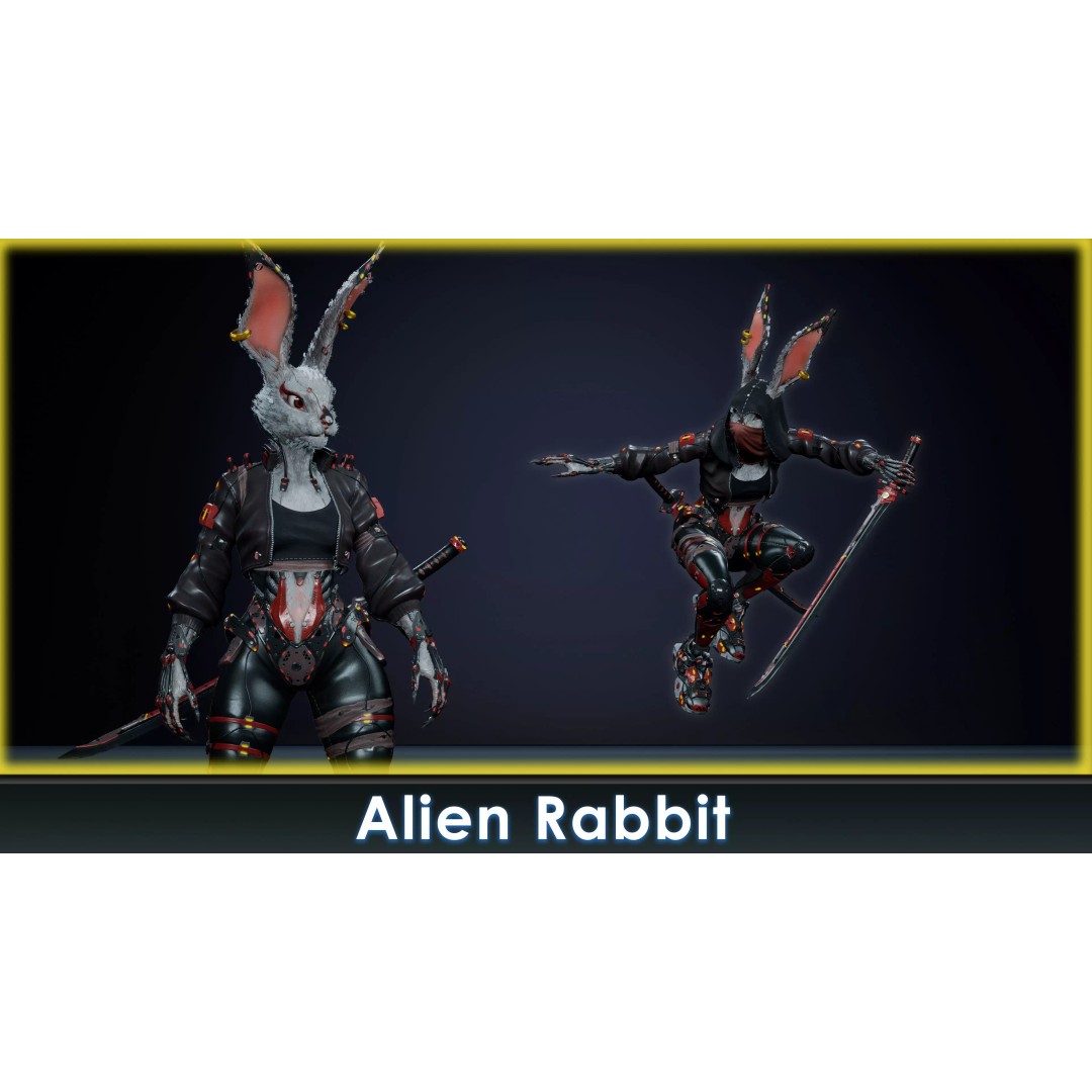 Alien Rabbit 3D Model – Low Poly Animated Character, FBX - View 2