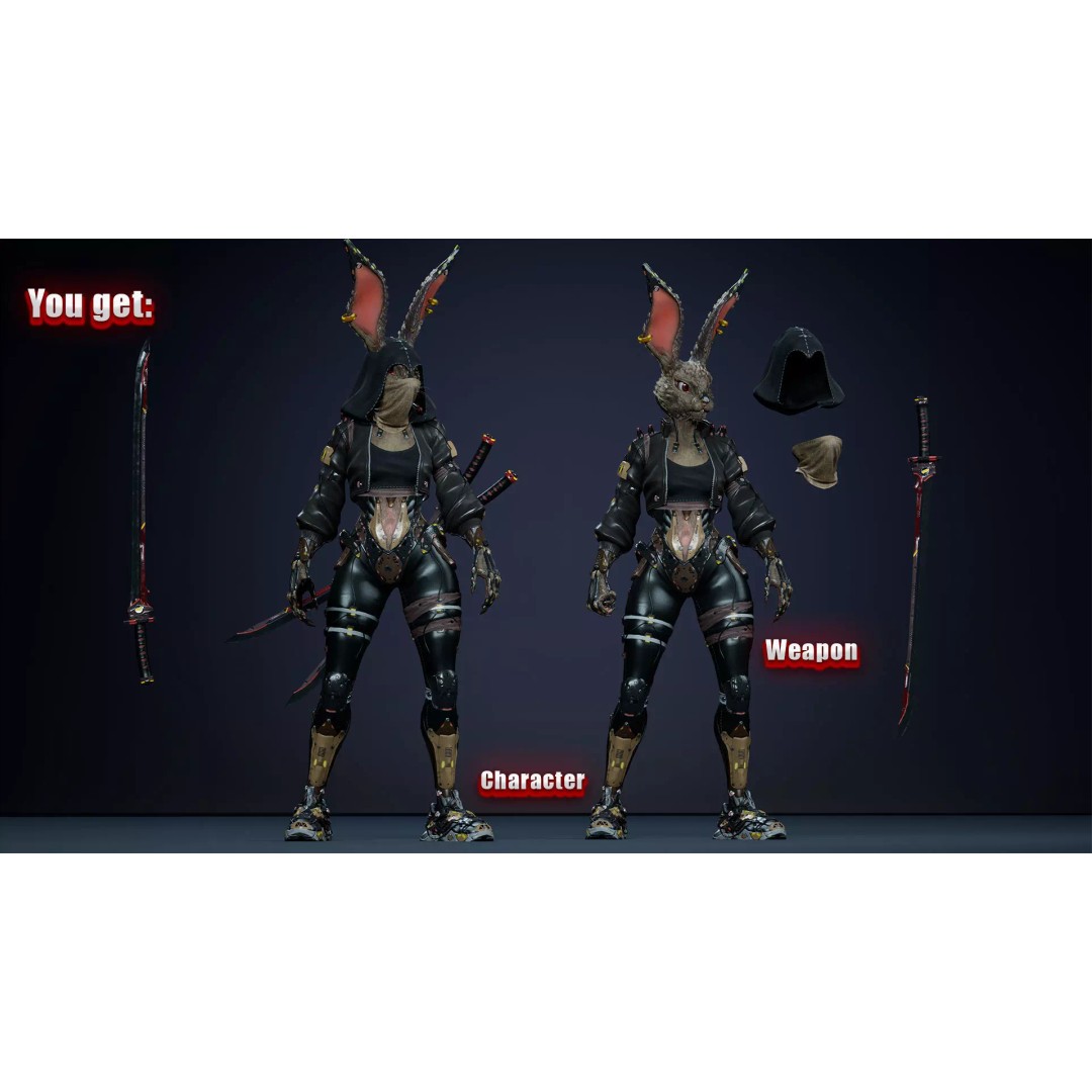 Alien Rabbit 3D Model – Low Poly Animated Character, FBX - View 3