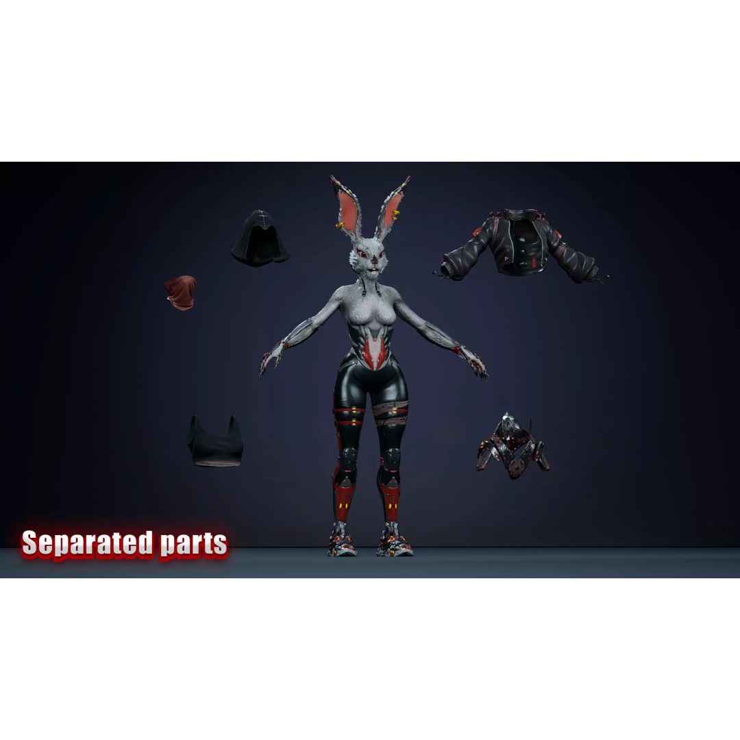 Alien Rabbit 3D Model – Low Poly Animated Character, FBX - View 4