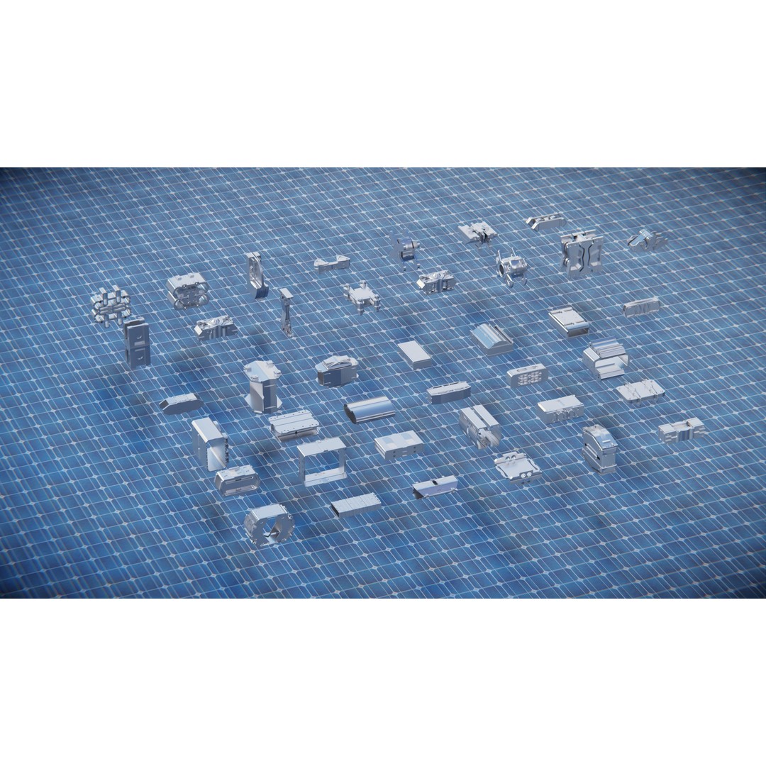 Sci-Fi Kitbash 3D Model – Low Poly Asset Collection, FBX, OBJ - View 10