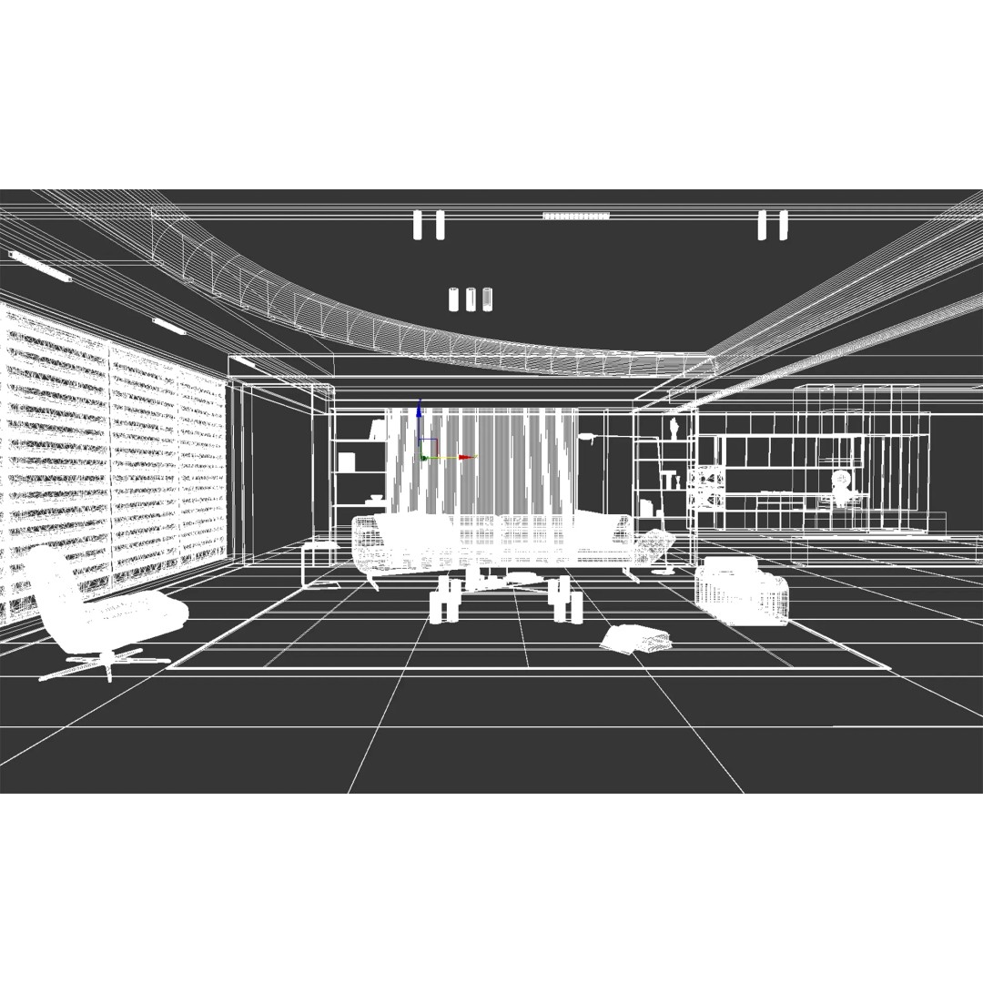 Modern Luxury Living Space 3D Model – Open Kitchen, FBX, Archviz - View 11