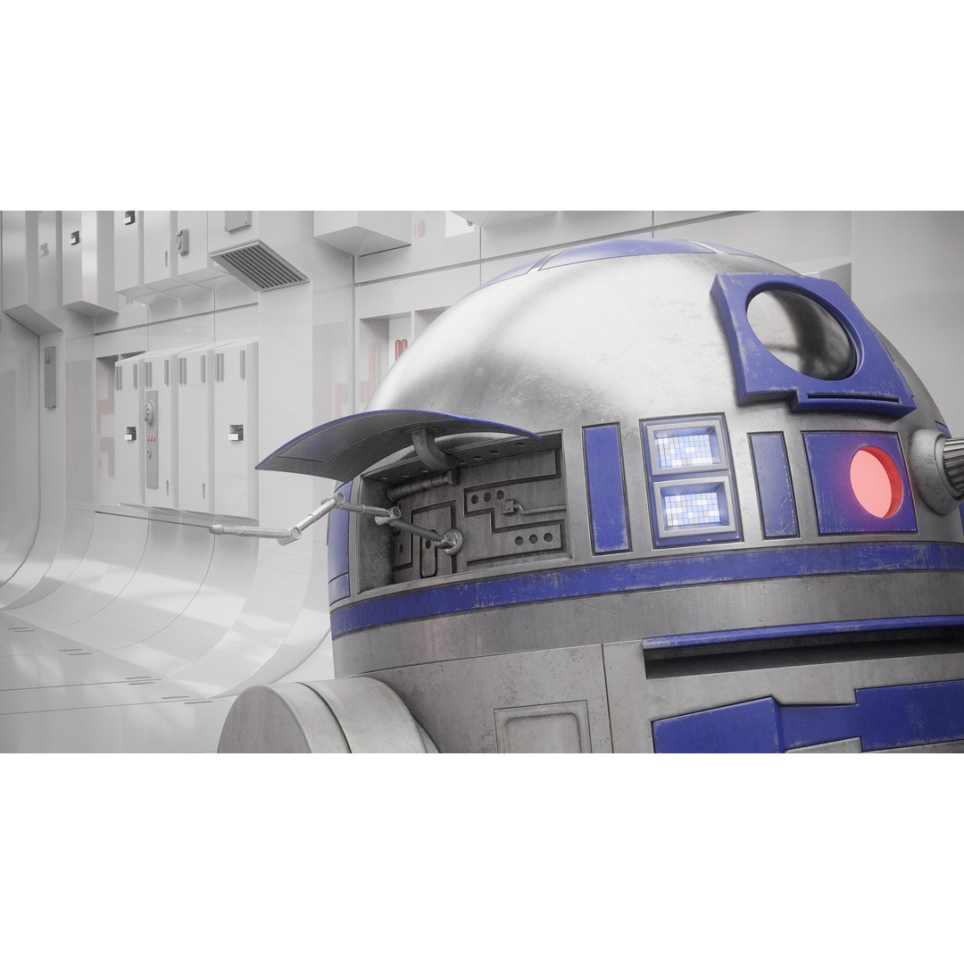 R2D2 3D Model – Fully Rigged Sci-Fi Character with PBR Textures - View 10