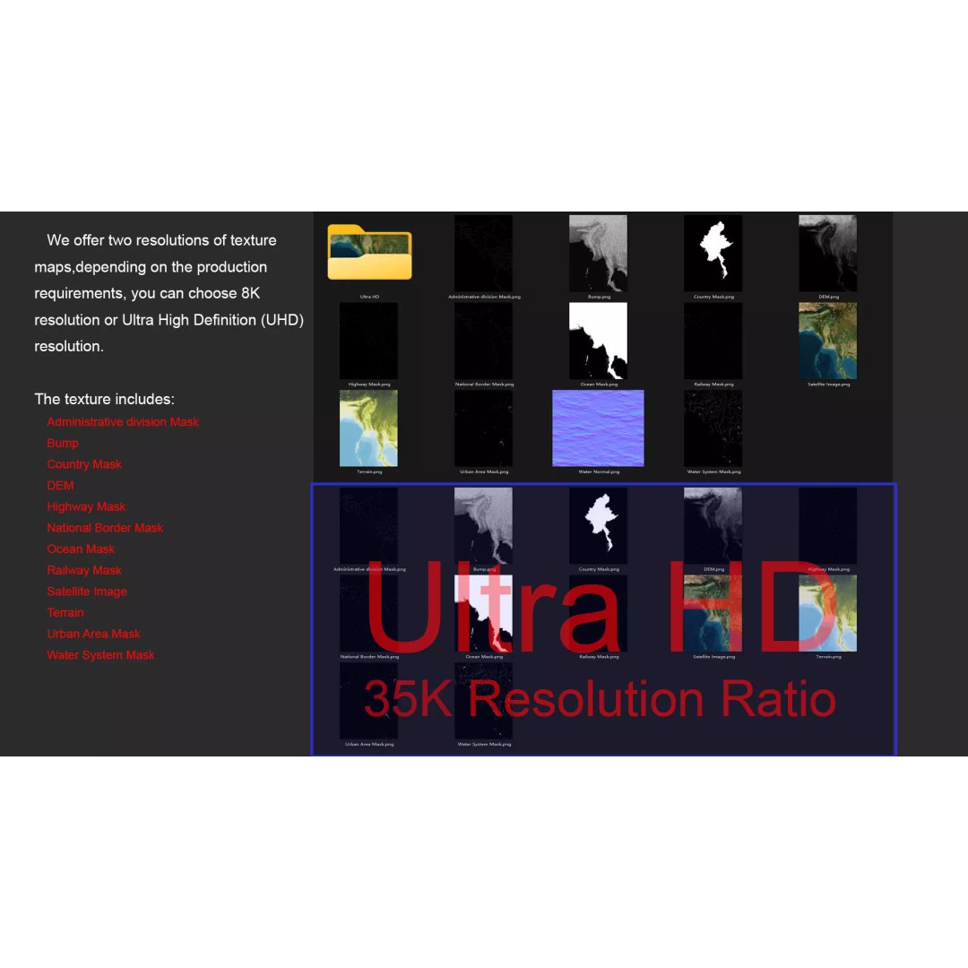 Myanmar Map 3D Model – Realistic Satellite Terrain, FBX & OBJ Formats