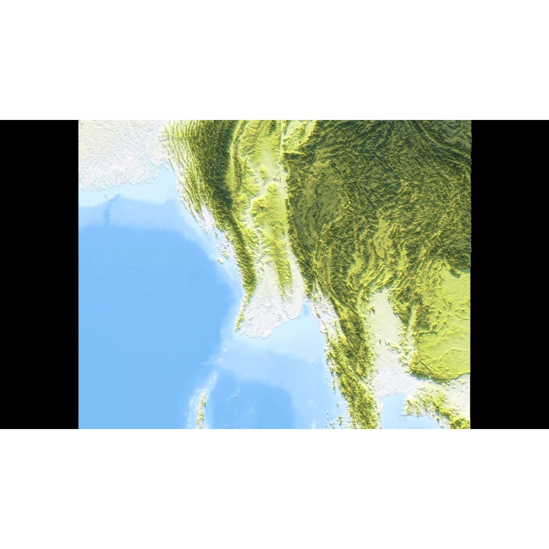Myanmar Map 3D Model – Realistic Satellite Terrain, FBX & OBJ Formats - View 12