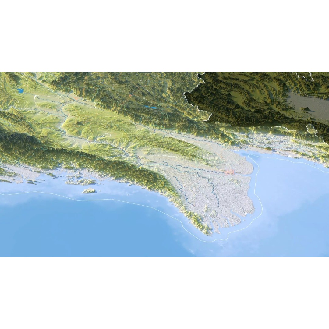 Myanmar Map 3D Model – Realistic Satellite Terrain, FBX & OBJ Formats - View 14