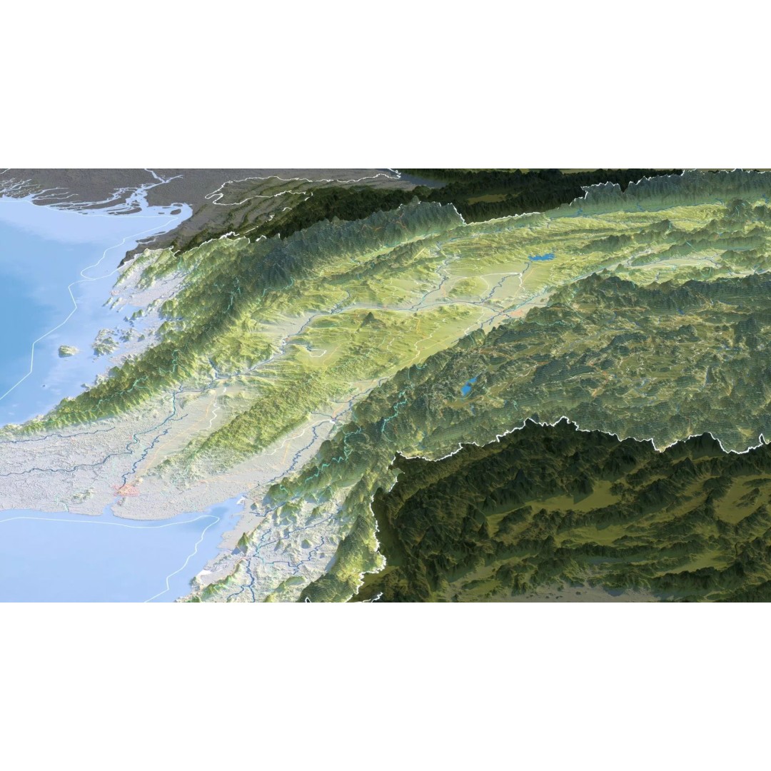 Myanmar Map 3D Model – Realistic Satellite Terrain, FBX & OBJ Formats - View 15
