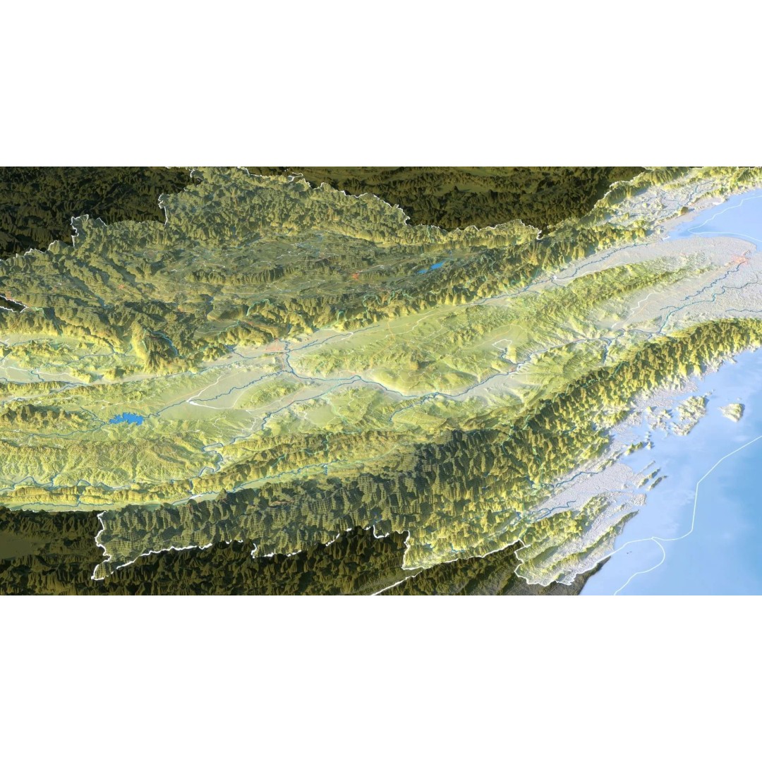 Myanmar Map 3D Model – Realistic Satellite Terrain, FBX & OBJ Formats - View 16
