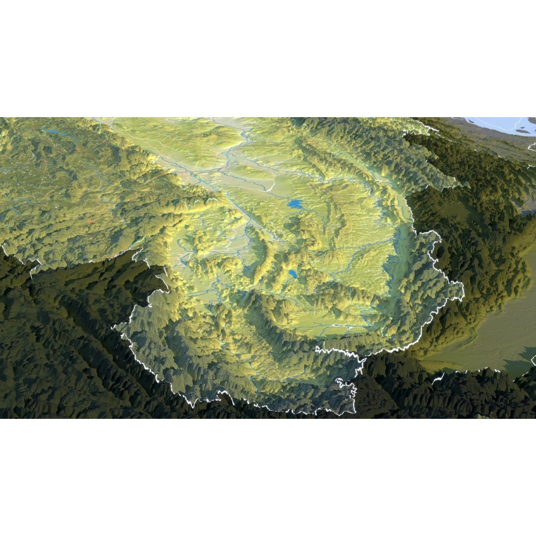 Myanmar Map 3D Model – Realistic Satellite Terrain, FBX & OBJ Formats - View 17