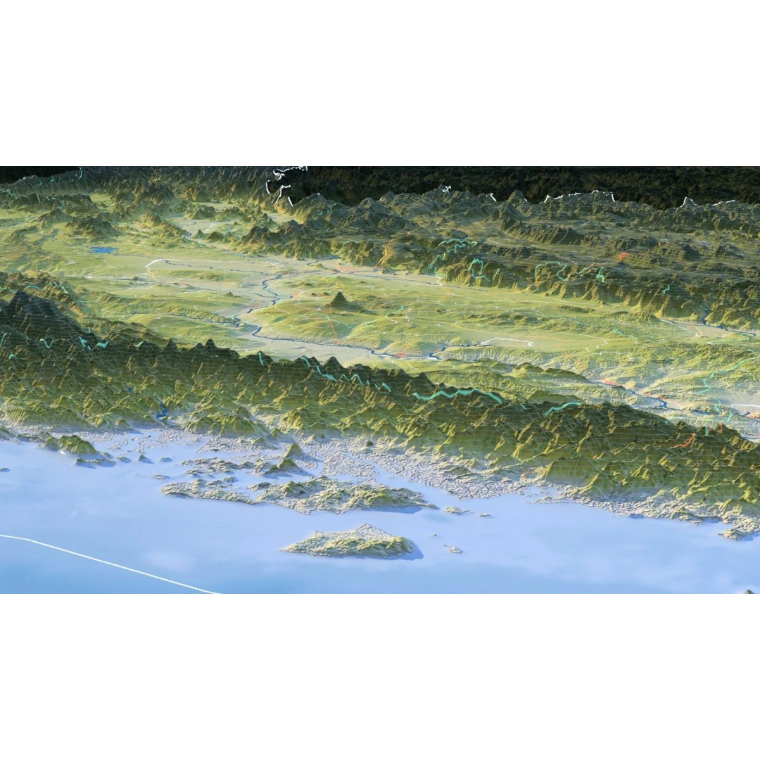 Myanmar Map 3D Model – Realistic Satellite Terrain, FBX & OBJ Formats - View 18