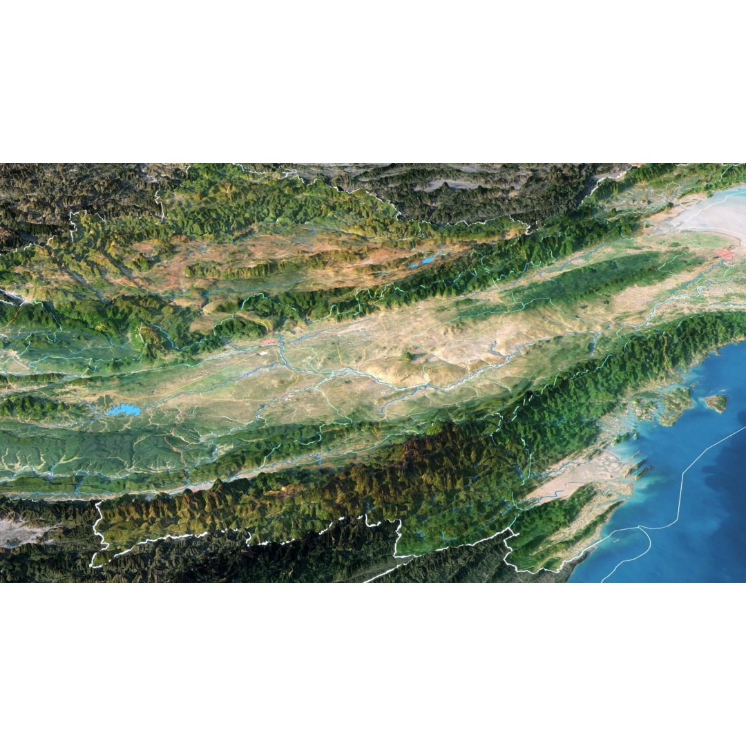 Myanmar Map 3D Model – Realistic Satellite Terrain, FBX & OBJ Formats - View 7