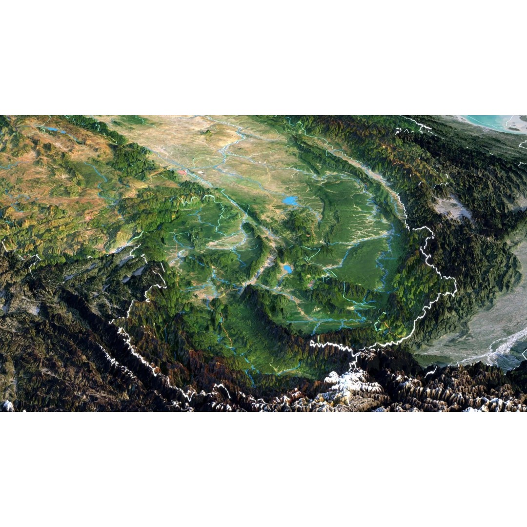 Myanmar Map 3D Model – Realistic Satellite Terrain, FBX & OBJ Formats - View 8
