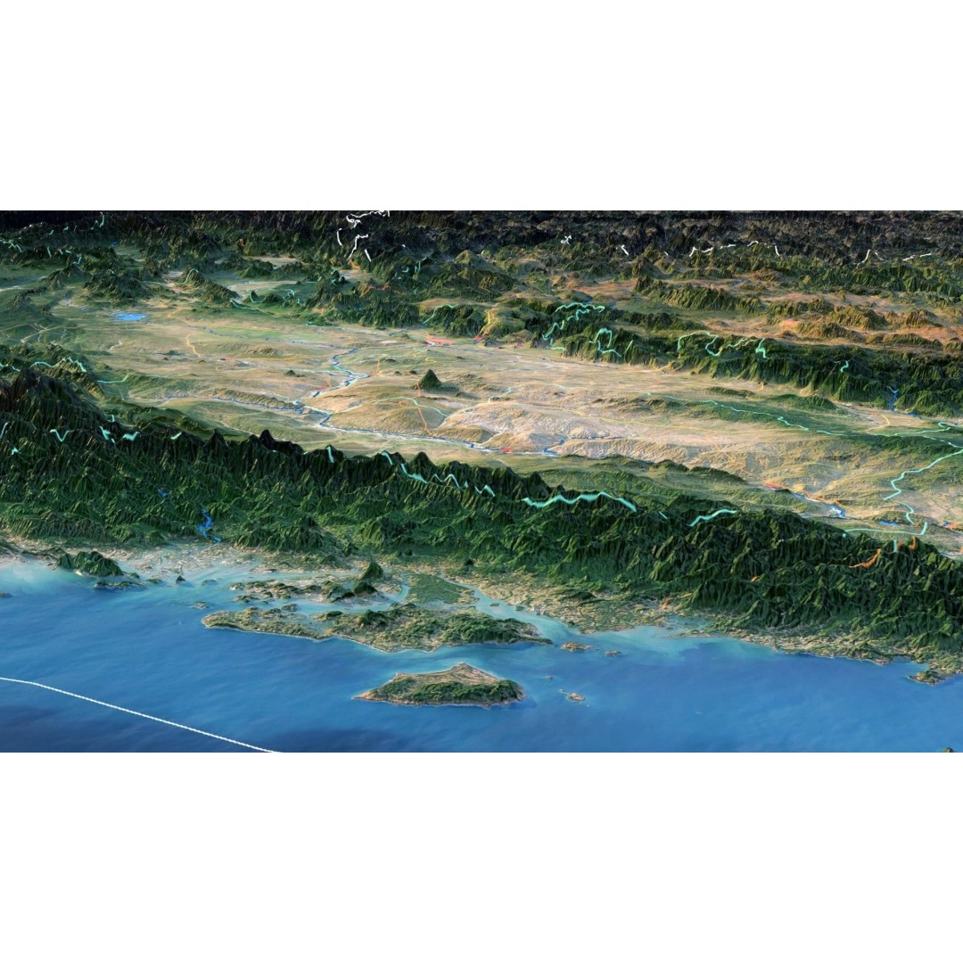 Myanmar Map 3D Model – Realistic Satellite Terrain, FBX & OBJ Formats - View 9